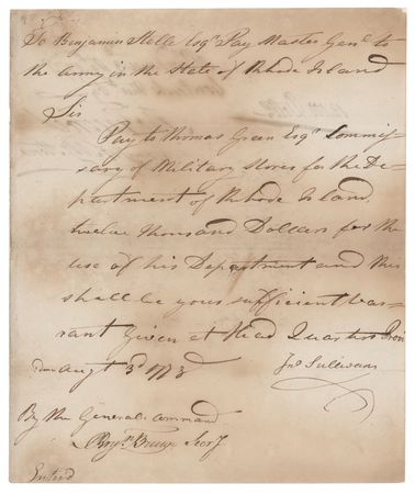 Lot #318 John Sullivan Revolutionary War-Dated