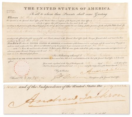 Lot #80 Andrew Jackson Document Signed as President - Image 1