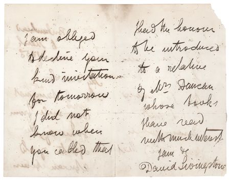 Lot #252 David Livingstone Autograph Letter Signed: 