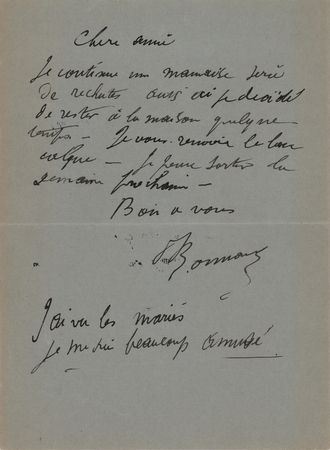 Lot #411 Pierre Bonnard Autograph Letter Signed
