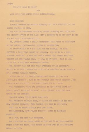 Lot #20 Kennedy Assassination: United Press International Teletype Roll (Approx. 15 Feet in Length) - Image 2