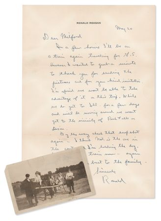 Lot #21 Ronald Reagan Autograph Letter Signed and Early Original Photograph - 
