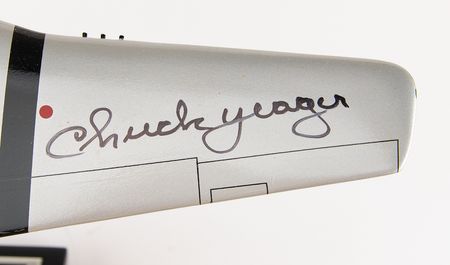 Lot #328 Chuck Yeager Signed 'Glamorous Glen III' P-51 Mustang Model - Image 2