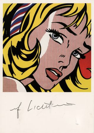 Lot #416 Roy Lichtenstein Signed Postcard of 'Girl