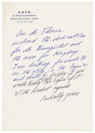 Lot #412 Erte Handwritten Letter
