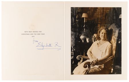 Lot #217 Elizabeth, Queen Mother Signed Christmas Card (1972) - Image 1