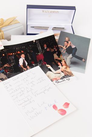 Lot #463 Beatles: Paul McCartney and Heather Mills Wedding Collection with Dual-Signed Card and Photograph - Image 1