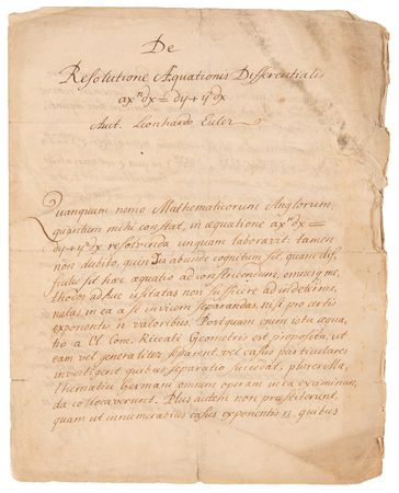 Lot #150 Leonhard Euler Incredibly Rare Autograph Mathematical Manuscript Signed: 