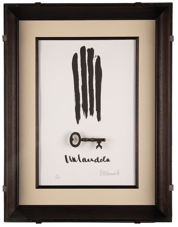 Lot #131 Nelson Mandela Signed Limited Edition 'Key & Bars' Lithograph and Replica Key - Image 2