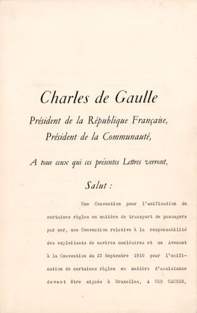 Lot #210 Charles de Gaulle and Michel Debre Document Signed - Image 1