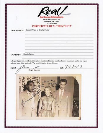 Lot #458 Charlie Parker Signed Photograph - Image 2