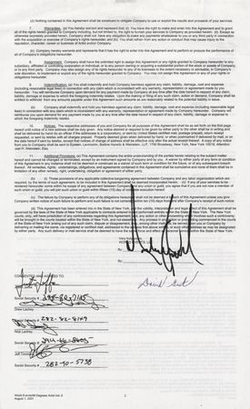 Lot #479 Michael Jackson and 98 Degrees Signed Contract - Image 1