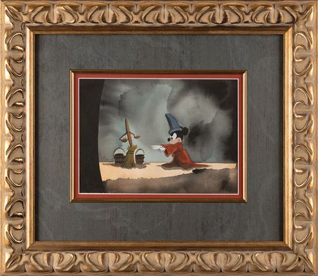 Lot #759 Mickey Mouse concept painting from Fantasia: Large and magical early concept painting of Mickey the wizard during the 'Sorcerer's Apprentice' segment of Fantasia - Image 2