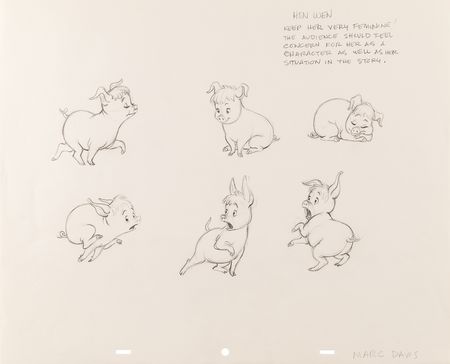 Lot #855 Marc Davis (5) character studies and concept drawings from The Black Cauldron Concept Character Drawings - Image 2