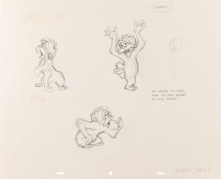 Lot #855 Marc Davis (5) character studies and concept drawings from The Black Cauldron Concept Character Drawings - Image 3