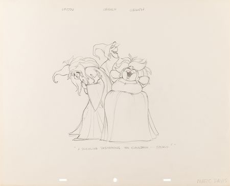 Lot #855 Marc Davis (5) character studies and concept drawings from The Black Cauldron Concept Character Drawings - Image 6