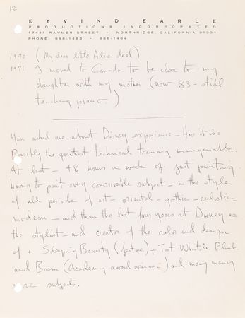 Lot #856 Eyvind Earle (6) Autograph Letters Signed with Handwritten Autobiography - Image 1