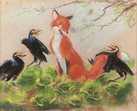 Lot #854 Mel Shaw concept painting from The Fox and the Hound Concept Painting - Image 2