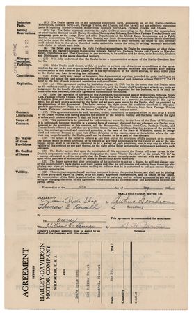 Lot #229 Harley-Davidson: Arthur Davidson Signed