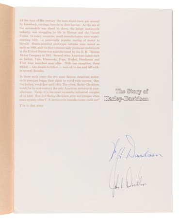 Lot #230 Harley-Davidson: William H. and John A. Davidson Signed Book - The Story of Harley-Davidson - Image 4