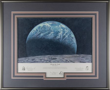 Lot #351 Apollo 12 Signed Limited Edition Lithograph - 'Kissing the Earth' - Image 1