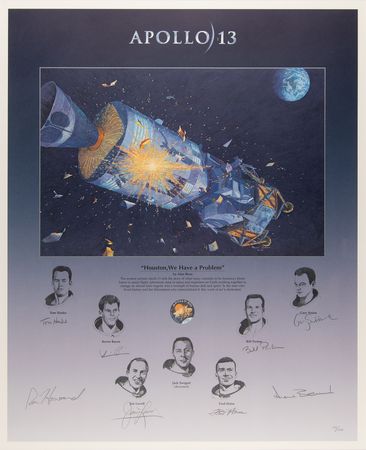 Lot #353 Apollo 13 Multi-Signed (8) Limited Edition Print - 'Houston, We Have a Problem' - Image 1