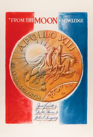 Lot #354 Apollo 13 Signed Limited Edition Lithograph by Lumen Winter - 'From the Moon, Knowledge' - Image 1