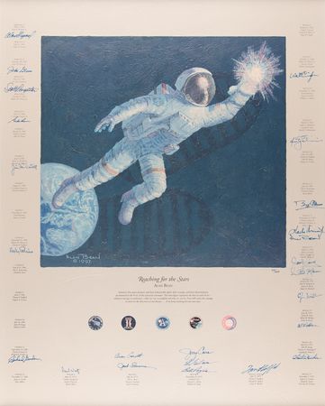 Lot #366 Astronauts (24) Multi-Signed Limited Edition Print by Alan Bean - 'Reaching for the Stars' - Image 1