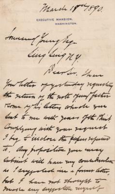 Lot #70 Benjamin Harrison Autograph Letter Signed