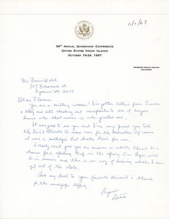 Lot #97 Ronald Reagan Autograph Letter Signed:
