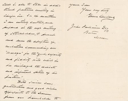 Lot #45 Grover Cleveland Autograph Letter Signed as President - Image 2