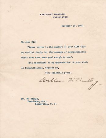 Lot #91 Wlliam McKinley Typed Letter Signed as