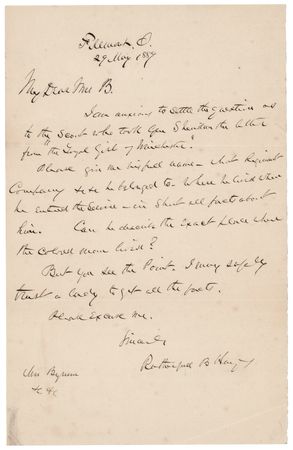 Lot #74 Rutherford B. Hayes Autograph Letter