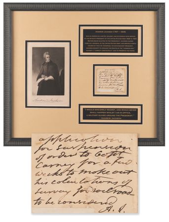 Lot #81 Andrew Jackson Autograph Endorsement Signed with Initials - Image 1