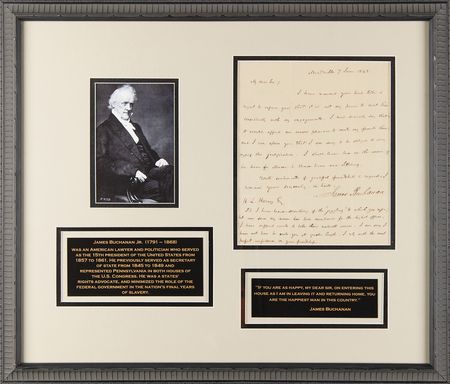 Lot #28 James Buchanan Autograph Letter Signed as