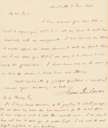 Lot #28 James Buchanan Autograph Letter Signed as a Pennsylvania Senator - Image 2