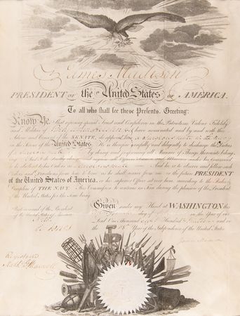 Lot #6 James Madison Document Signed as President - Image 1