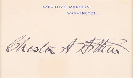 Lot #26 Chester A. Arthur Signed Executive Mansion Card - Image 2