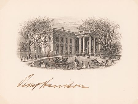Lot #71 Benjamin Harrison Signed Engraving of the White House - Image 2
