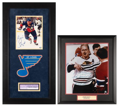 Lot #725 Bobby and Brett Hull (2) Signed Photographs - Image 1