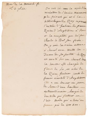 Lot #181 Jean-Jacques Rousseau Handwritten Manuscripts on Isabella of Valois and Pope Sixtus V - Image 3