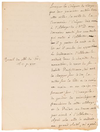 Lot #181 Jean-Jacques Rousseau Handwritten Manuscripts on Isabella of Valois and Pope Sixtus V - Image 5