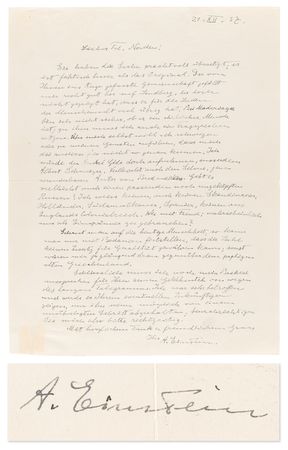 Lot #149 Albert Einstein Autograph Letter Signed on Humanity: 