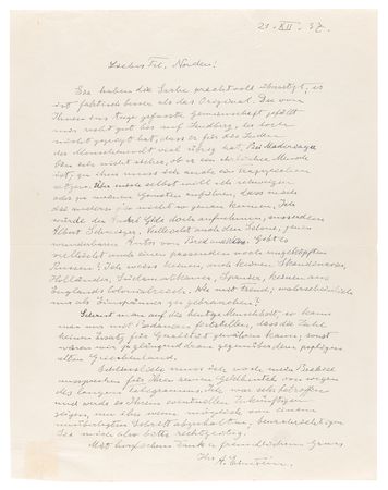 Lot #149 Albert Einstein Autograph Letter Signed on Humanity: 