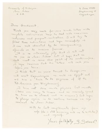Lot #151 George Gamow Autograph Letter Signed: 