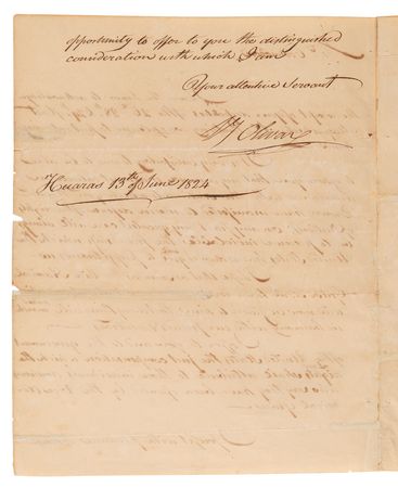 Lot #120 Simon Bolivar Letter Signed to Commodore Isaac Hull, Promising to 
