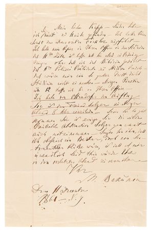 Lot #130 Mikhail Bakunin Autograph Letter Signed, While Exiled from Russia - Image 1