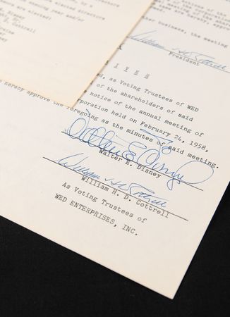 Lot #737 Walt Disney Document Signed for WED Enterprises - Disneyland's Holding Company - Image 1