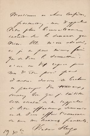 Lot #443 Victor Hugo Autograph Letter Signed