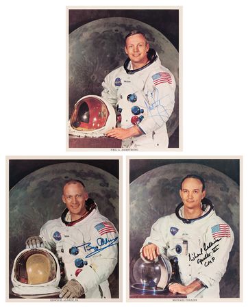 Lot #342 Apollo 11 (3) Signed Photographs - Uninscribed NASA WSS Lithos - Image 1
